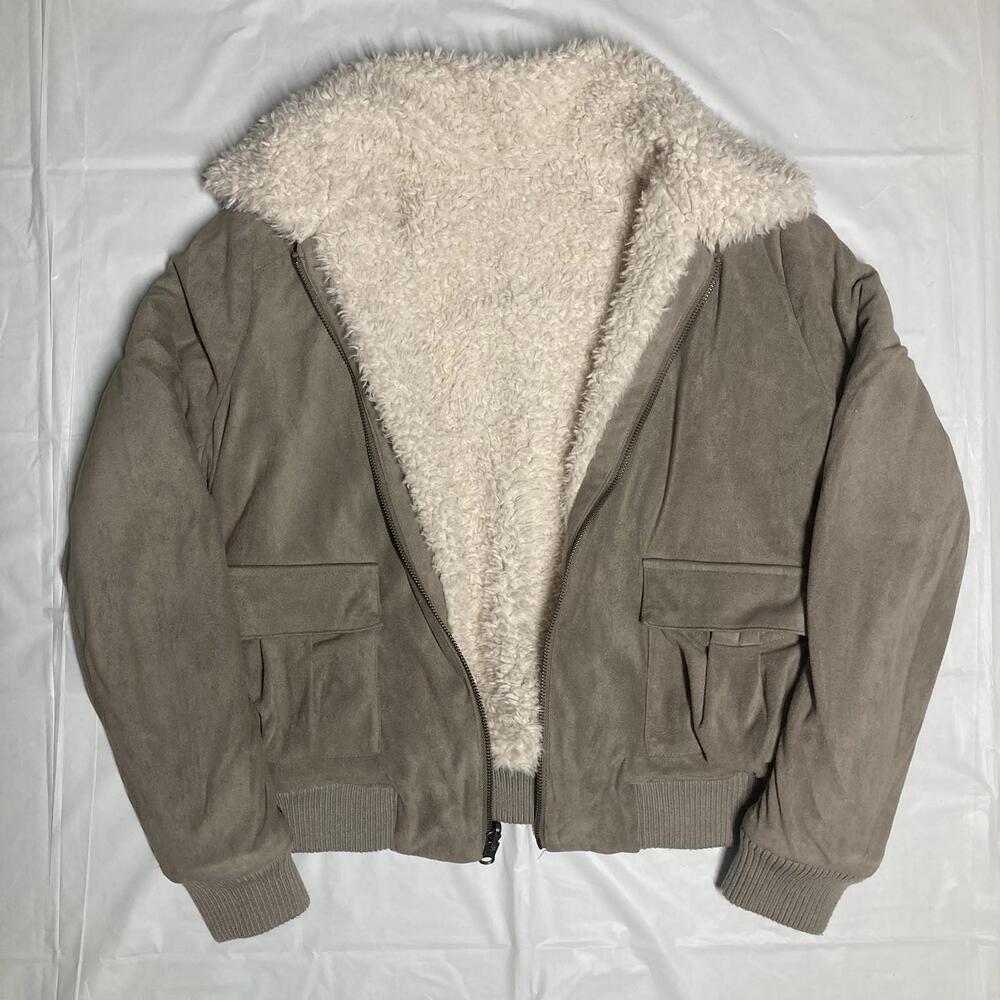 Women’s Small Cupcakes And Cashmere Ira Reversible Bomber Jacket Pebble Gray